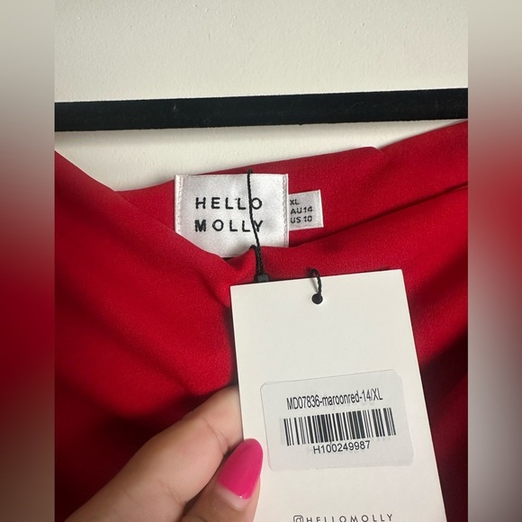 NWT Hello Molly MOVE ME OFF SHOULDER MAXI Evening DRESS in red size XL - Picture 5 of 7